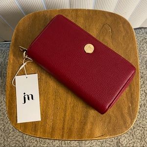 Dark Red Jessica Moore Double Zipper Wallet